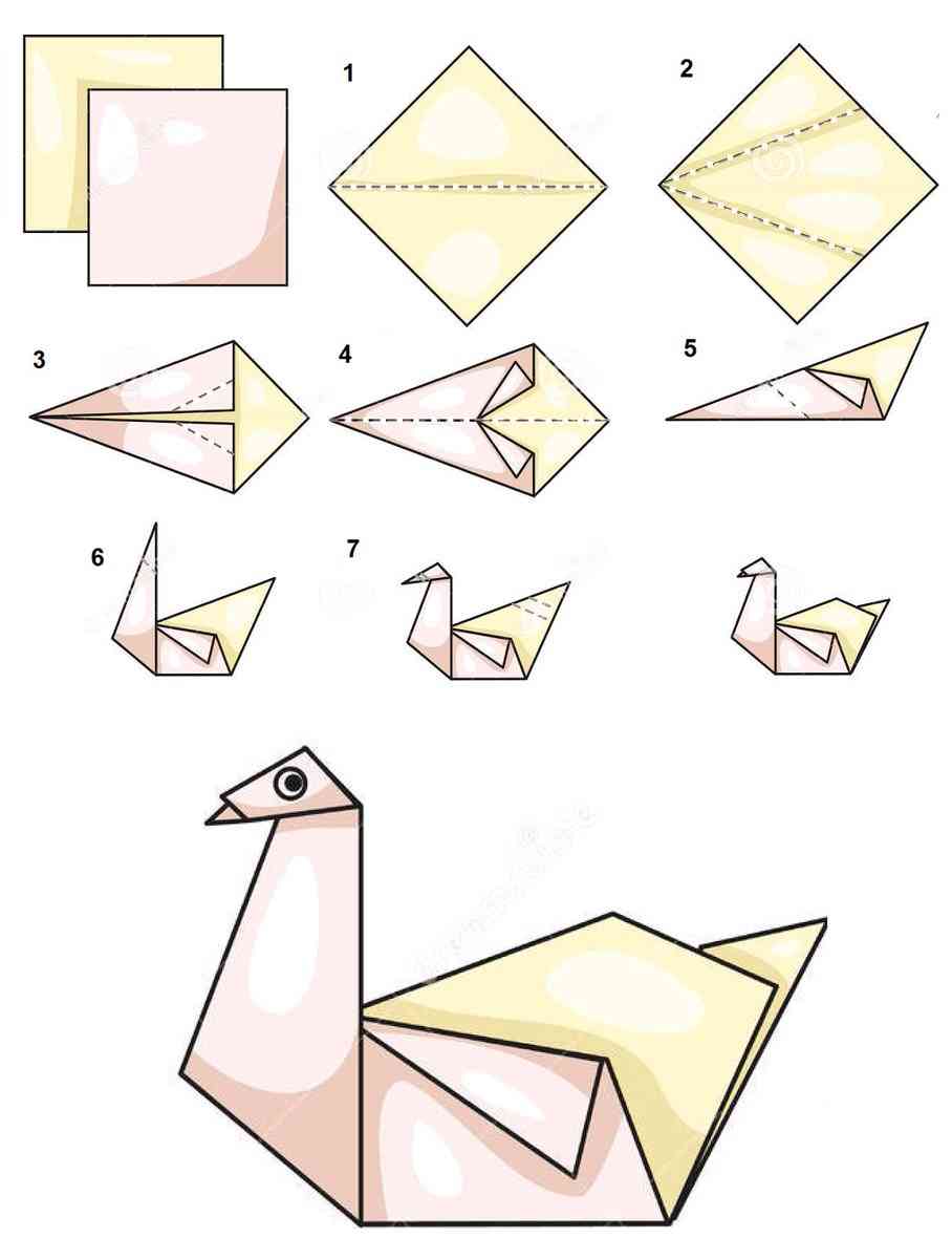 Пошаговая инструкция как делать фигурку лебедя оригами
